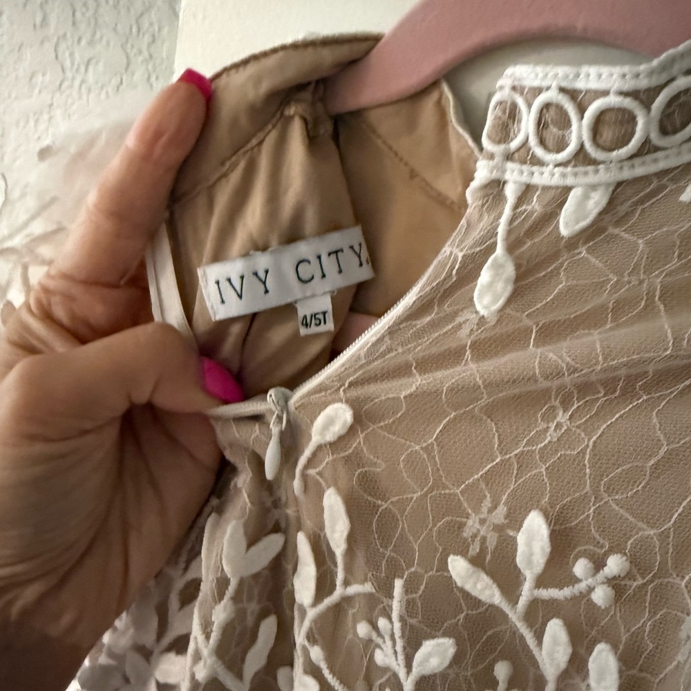 Ivy City Co Cream Lace Kids Dress